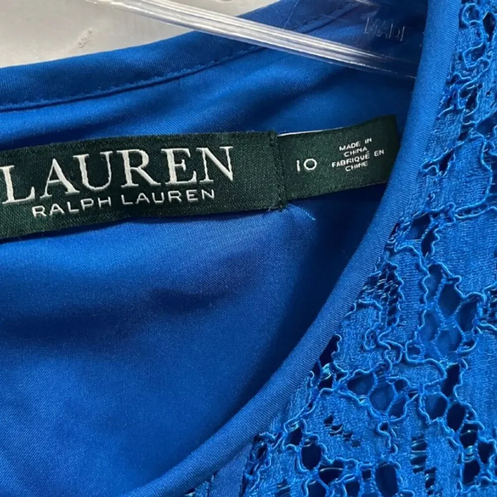 Lauren Ralph Lauren Blue Lace Fit & Flare Dress - Picture 5 of 6